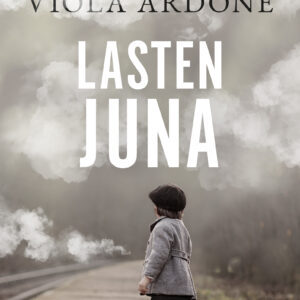 Lasten juna -kirjan kansi. Kannessa selin oleva lapsi, jonka vieressä matkalaukku.