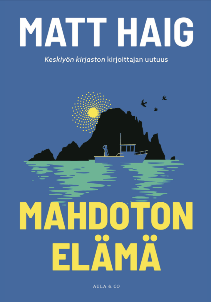 Mahdoton elämä kansikuva. Kuvassa henkilö veneessä ja taustalla vuoria.