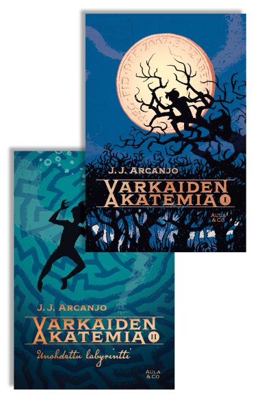 Varkaiden akatemia -ja Unohdettu labyrintti -kirjojen kannet. Arcanjo